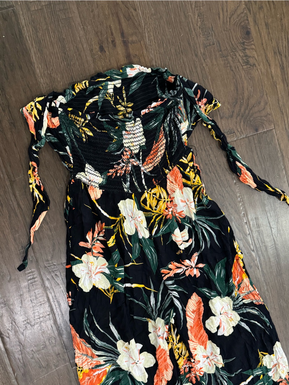 Patrons of Peace Black Tropical Strapless Wide-Leg Jumpsuit - Picture 4 of 9